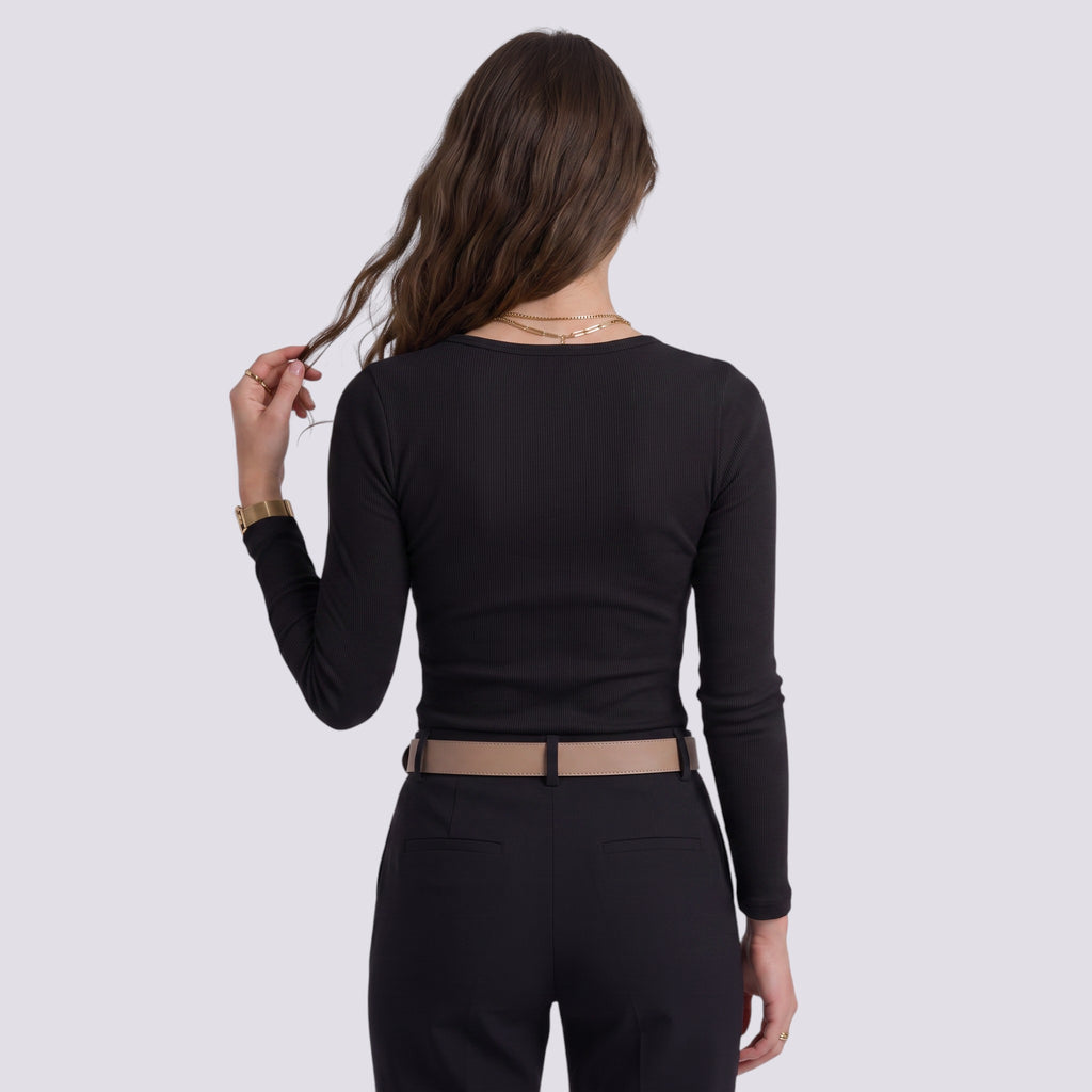 Cintré Haut Femme Boutonné Col V Manches Longues