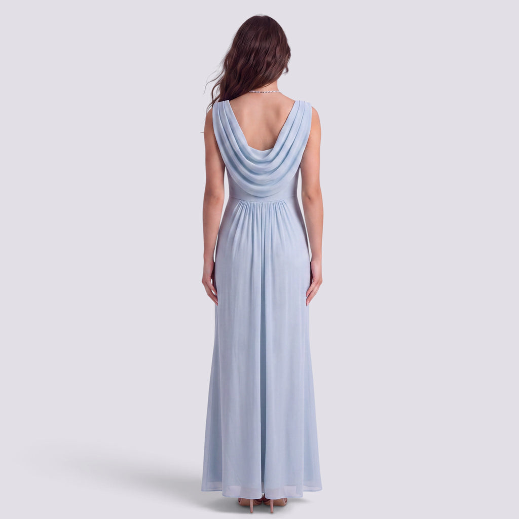 Robe de Soirée Longue Plissé Femme Col Drapé