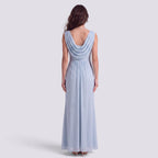 Robe de Soirée Longue Plissé Femme Col Drapé