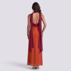 Robe Longue Femme Fourreau Élégante Bicolore