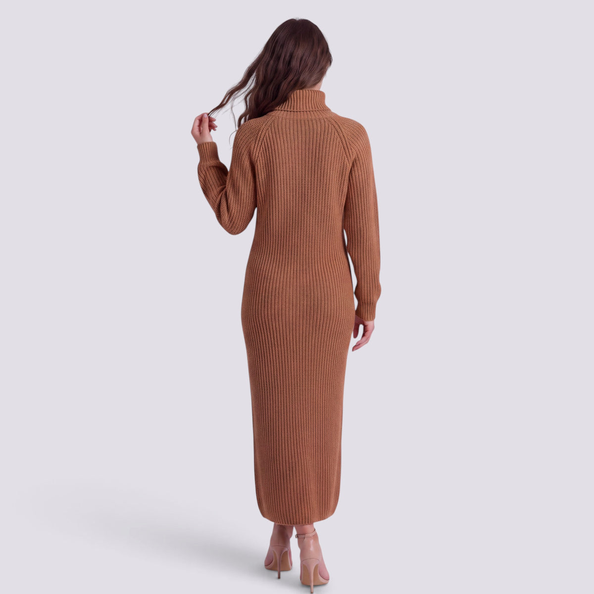 Robe Pull Femme Col Roulé Longue