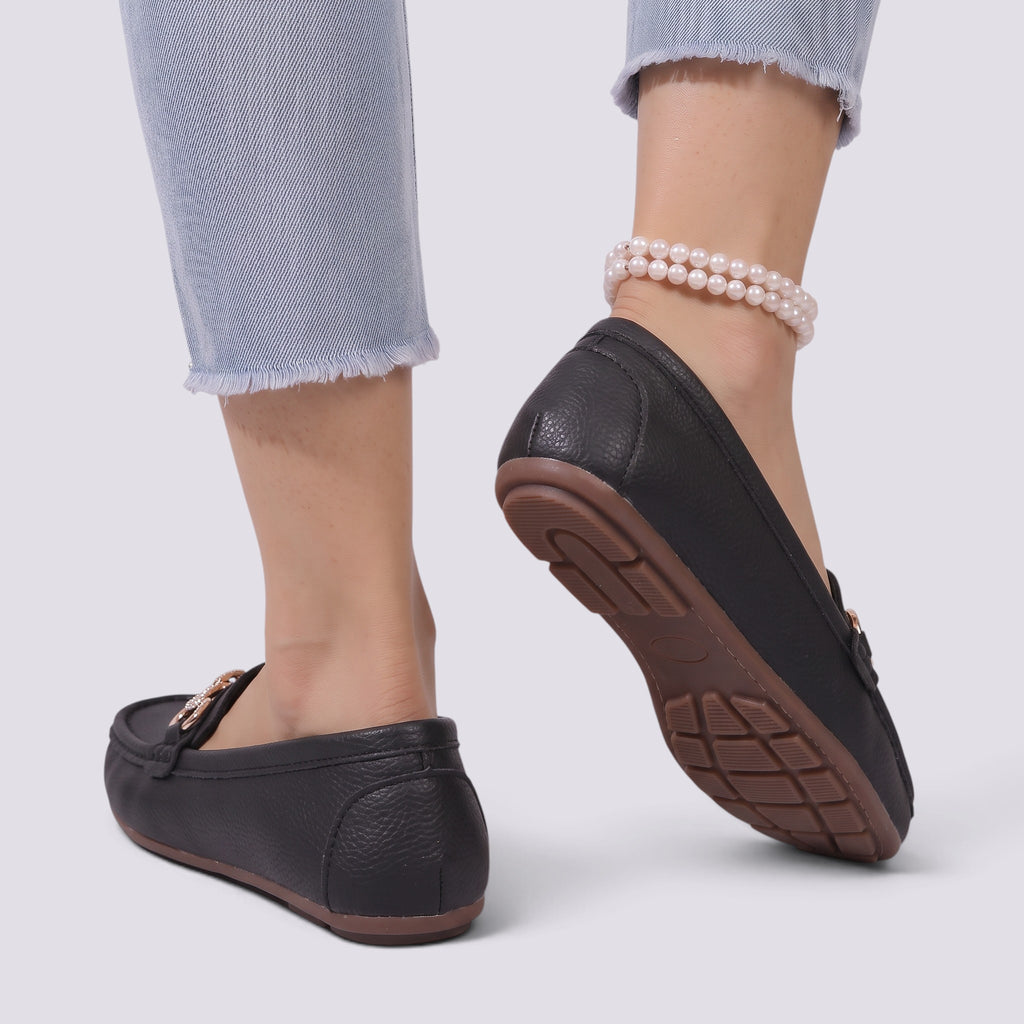 Mocassin Femme à Chaîne Bout Rond