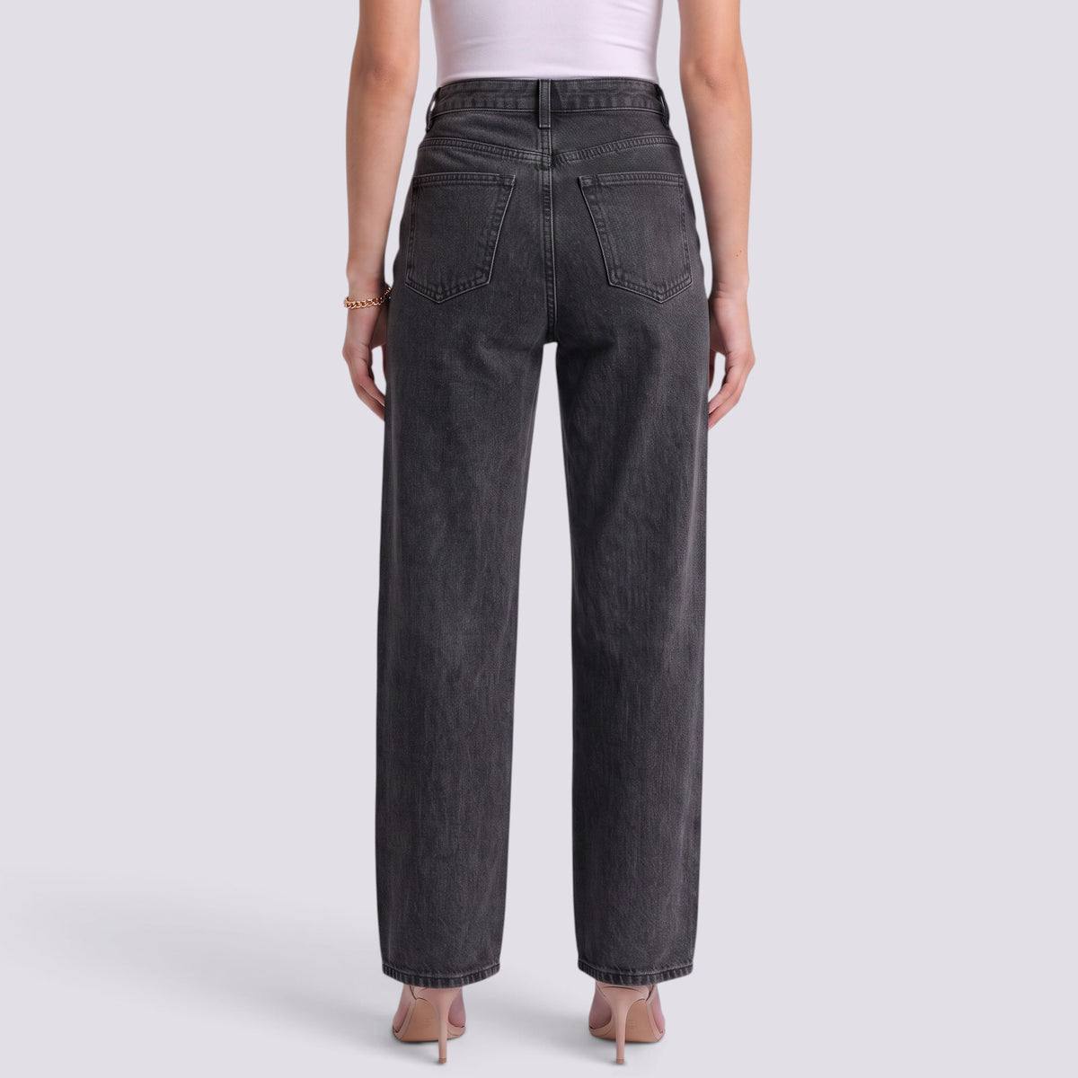 Droite Jean Droit Femme Taille Haute Coupe