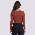 Cintré Haut Femme Boutonné Col V Manches Longues