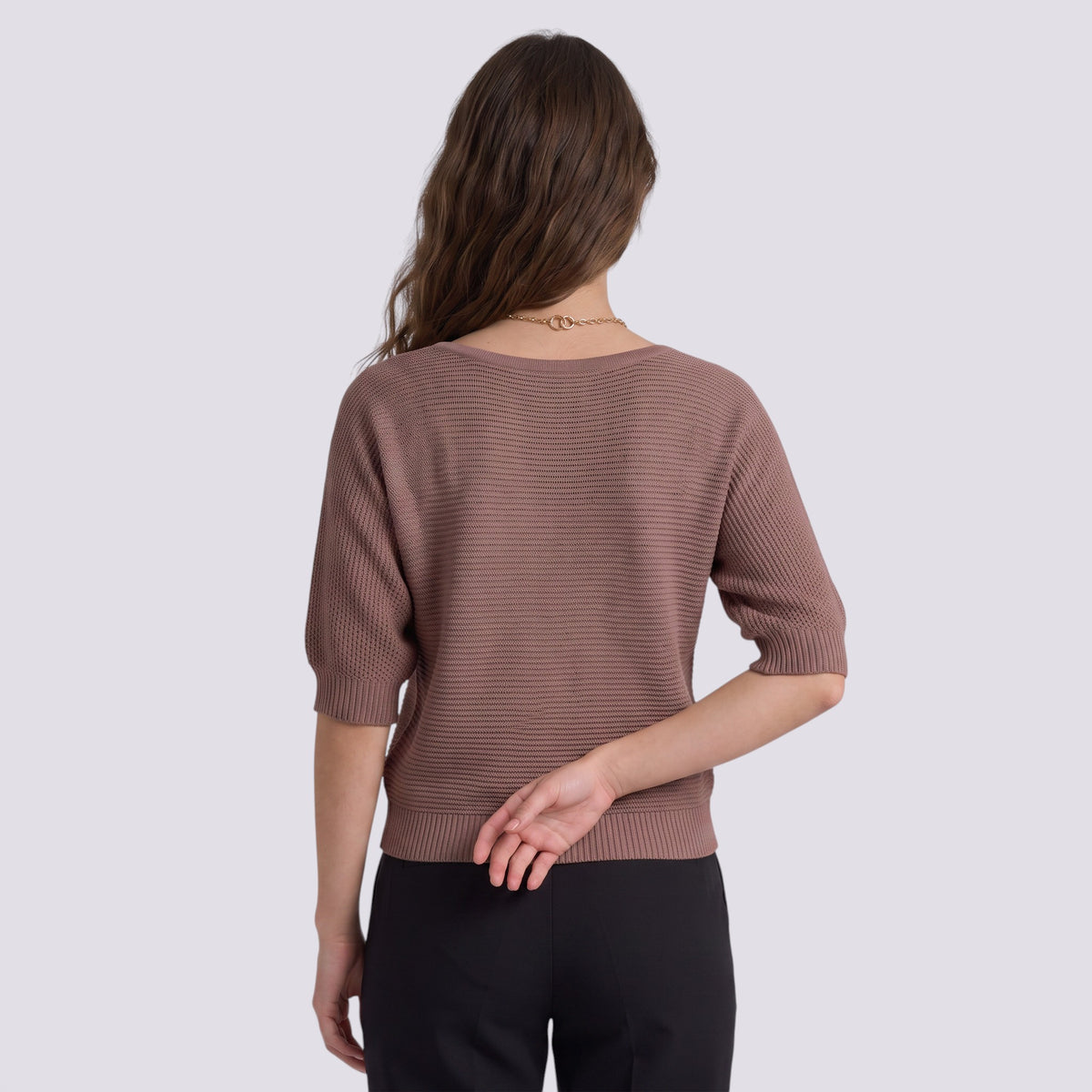 Pull Femme Chic Manches Trois-Quarts Col Rond Ample