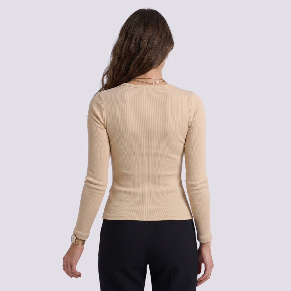Cintré Haut Femme Boutonné Col V Manches Longues