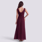 Robe de Soirée Longue Plissé Femme Col Drapé