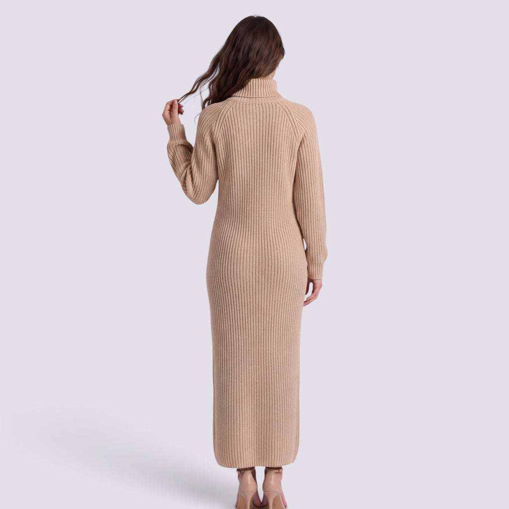 Robe Pull Femme Col Roulé Longue
