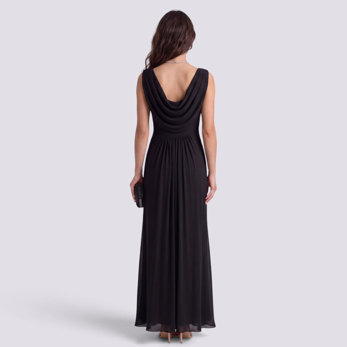 Robe de Soirée Longue Plissé Femme Col Drapé