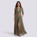 Robe Longue Femme Fendue Col V