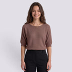 Pull Femme Chic Manches Trois-Quarts Col Rond Ample