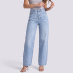Droite Jean Droit Femme Taille Haute Coupe