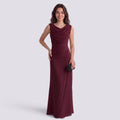 Robe de Soirée Longue Plissé Femme Col Drapé
