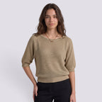 Pull Femme Chic Manches Trois-Quarts Col Rond Ample