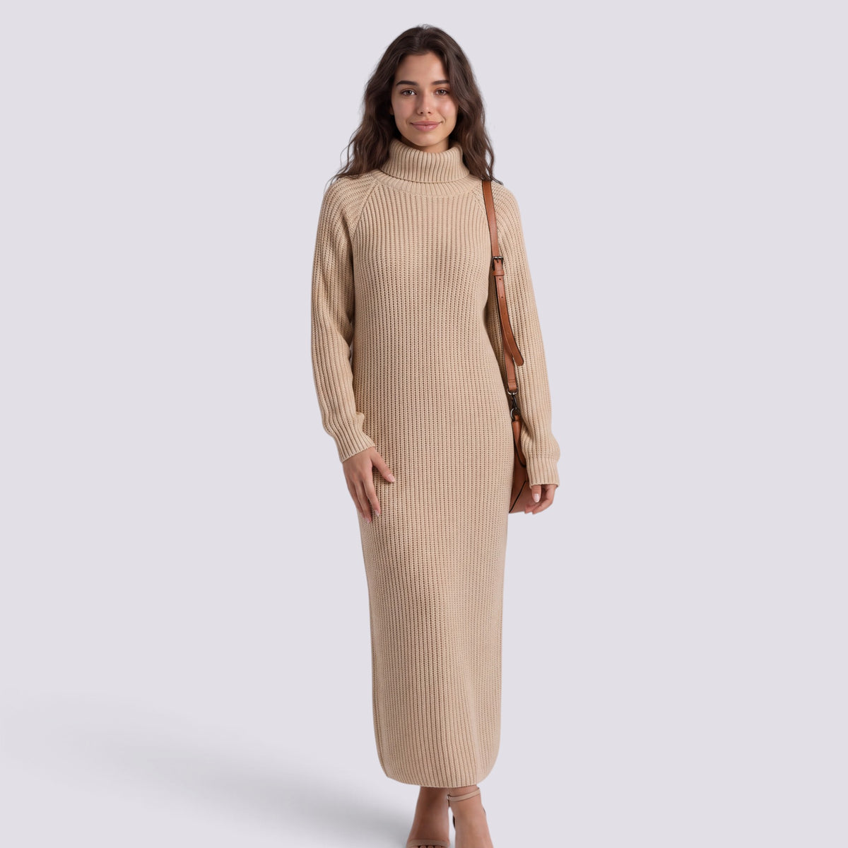 Robe Pull Femme Col Roulé Longue