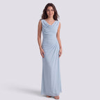 Robe de Soirée Longue Plissé Femme Col Drapé