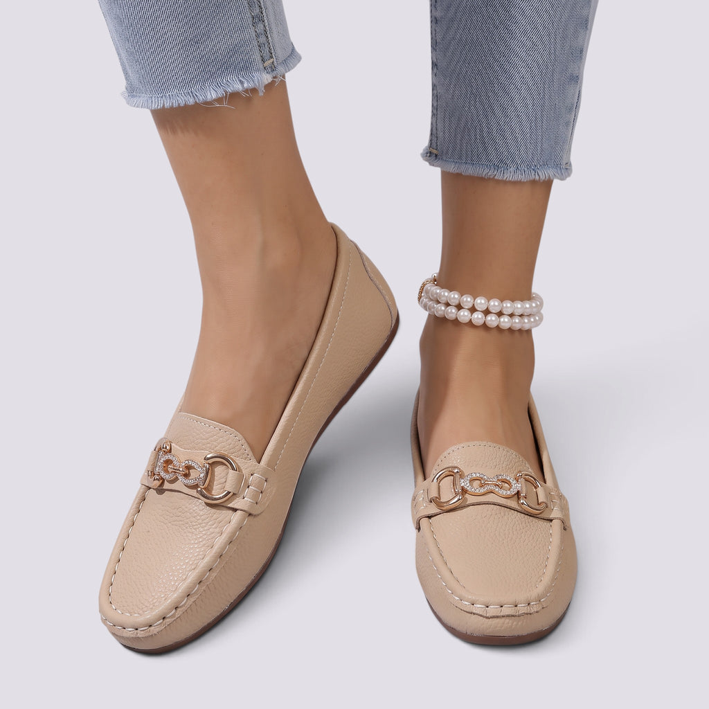 Mocassin Femme à Chaîne Bout Rond