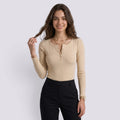 Cintré Haut Femme Boutonné Col V Manches Longues