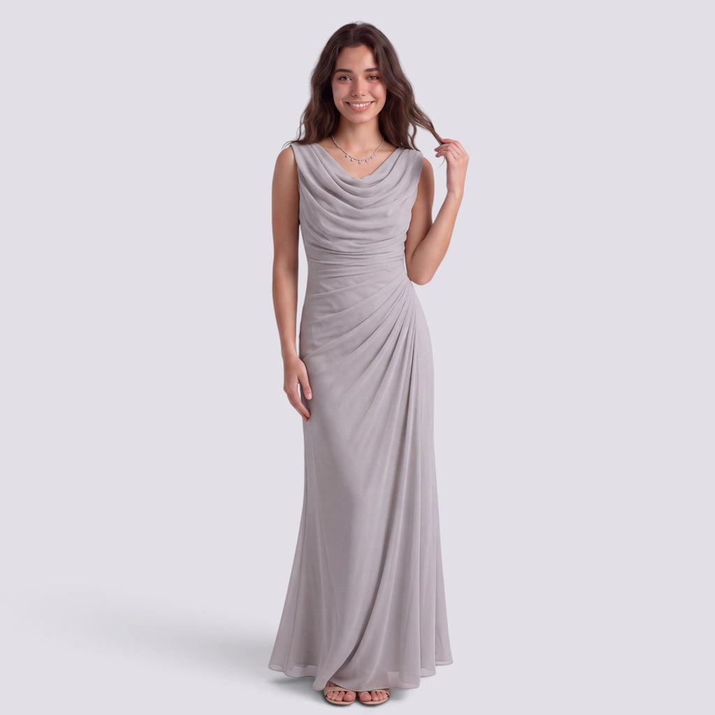 Robe de Soirée Longue Plissé Femme Col Drapé