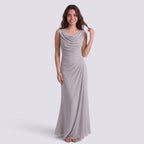 Robe de Soirée Longue Plissé Femme Col Drapé