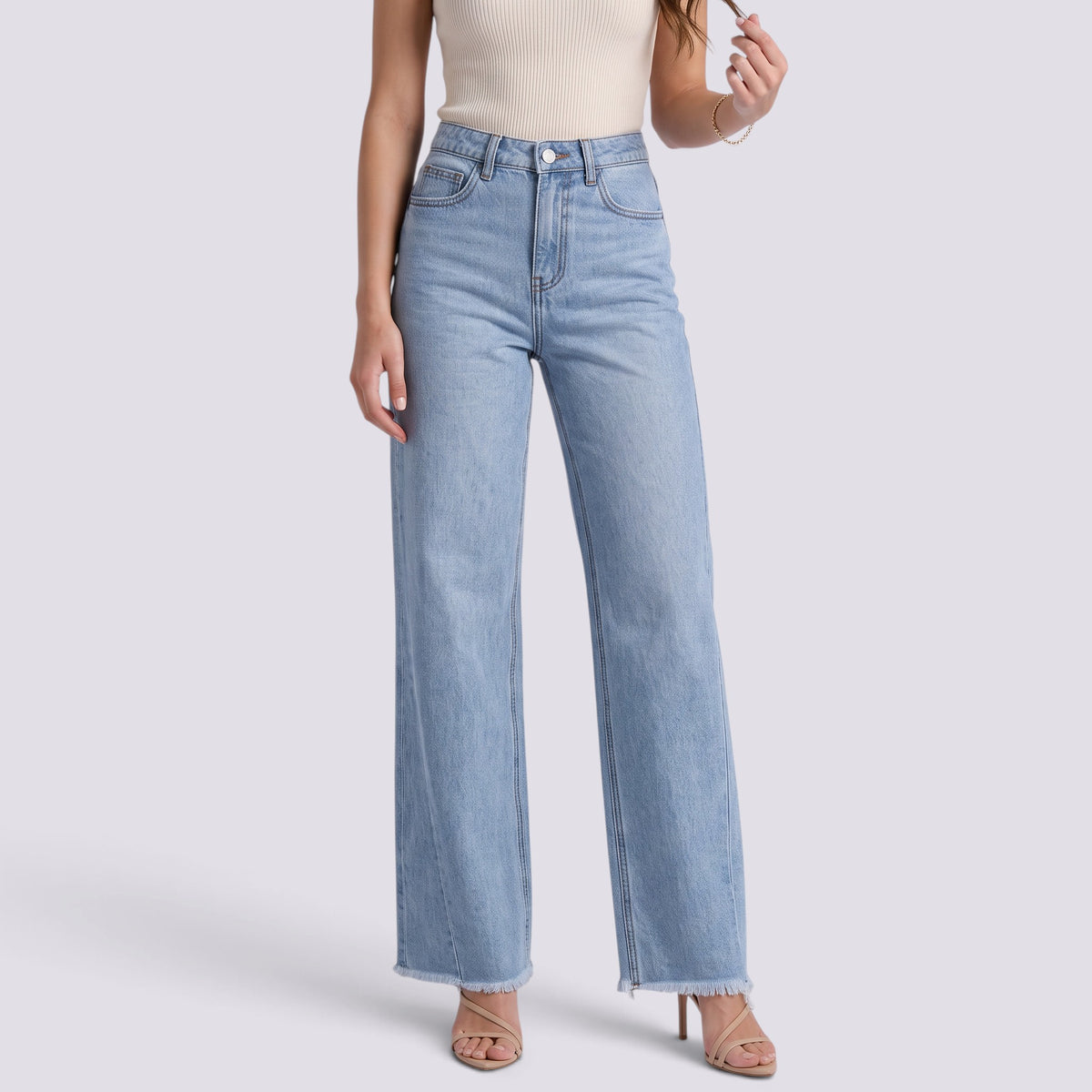 Jean Large Femme Coupe Wide Leg Toutes Saisons