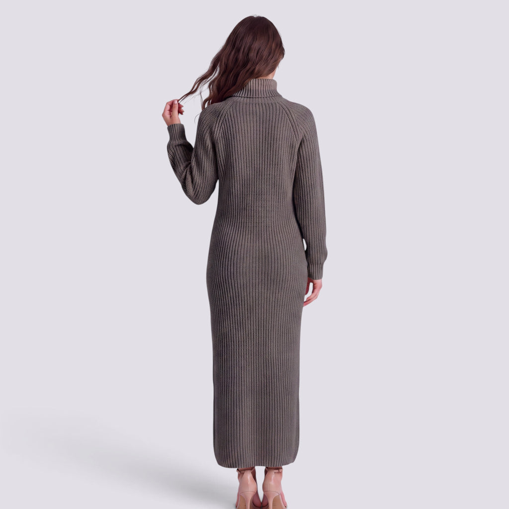Robe Pull Femme Col Roulé Longue