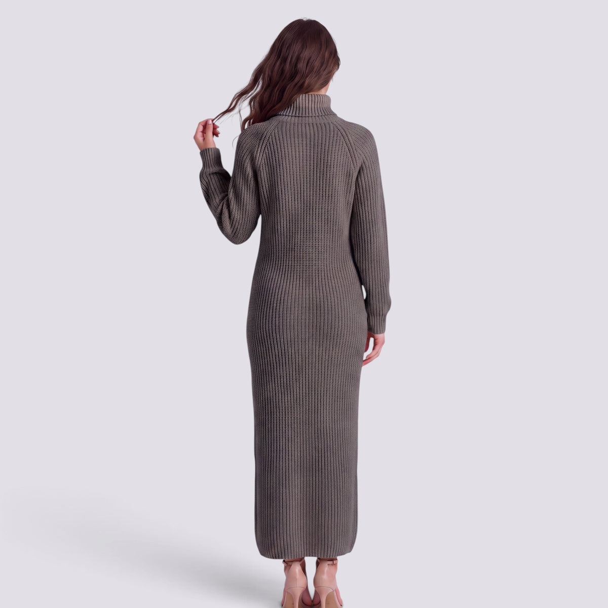 Robe Pull Femme Col Roulé Longue
