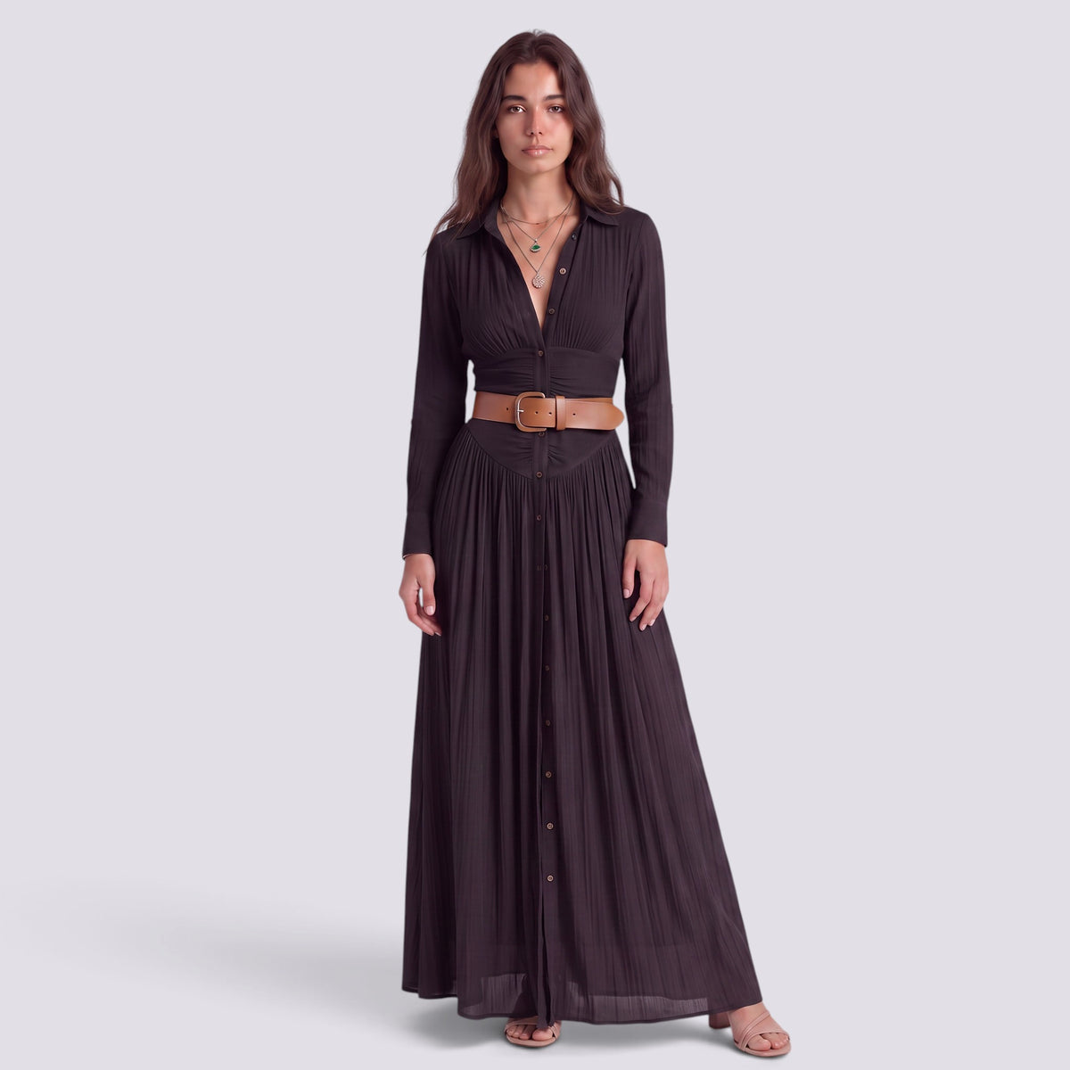 Robe Longue Femme Fendue Col V