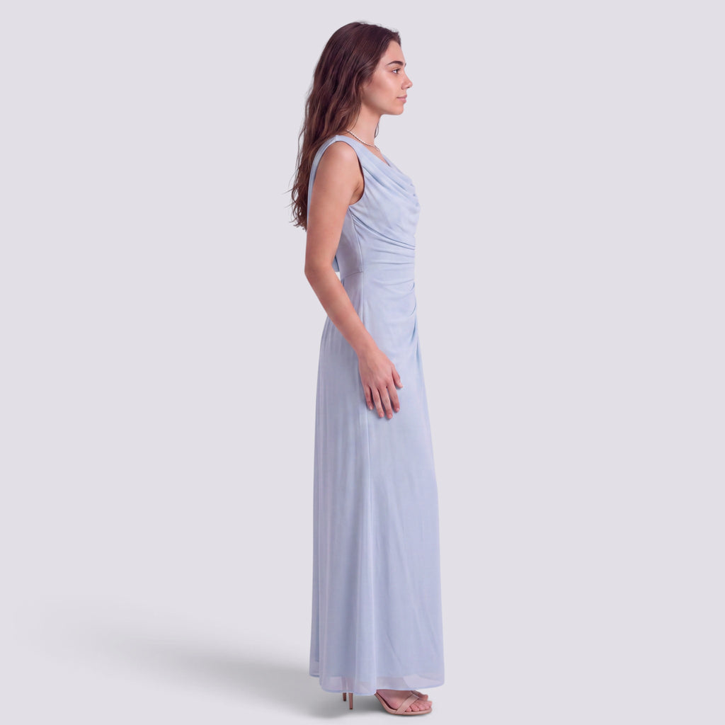 Robe de Soirée Longue Plissé Femme Col Drapé