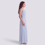 Robe de Soirée Longue Plissé Femme Col Drapé