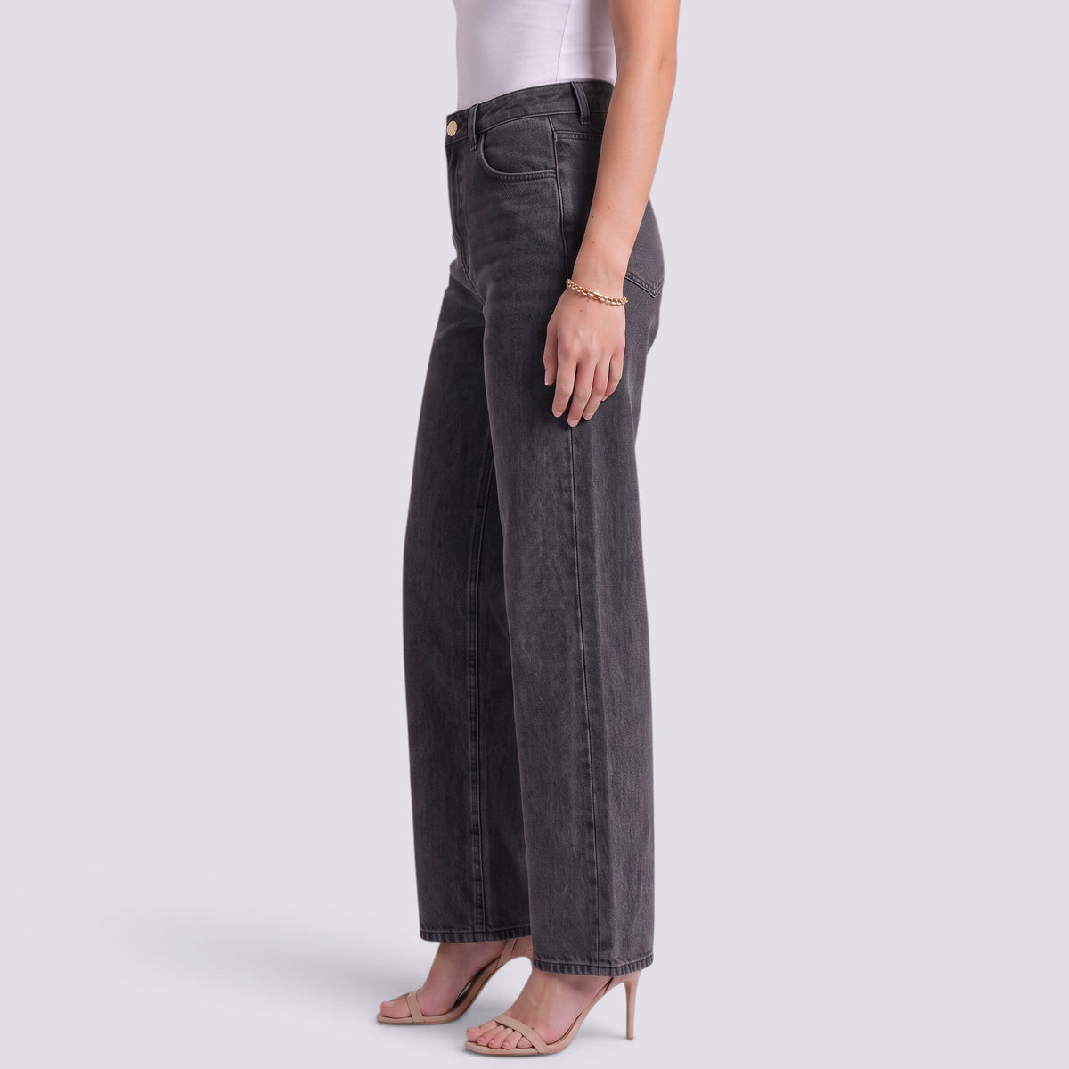 Droite Jean Droit Femme Taille Haute Coupe