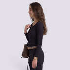 Cintré Haut Femme Boutonné Col V Manches Longues
