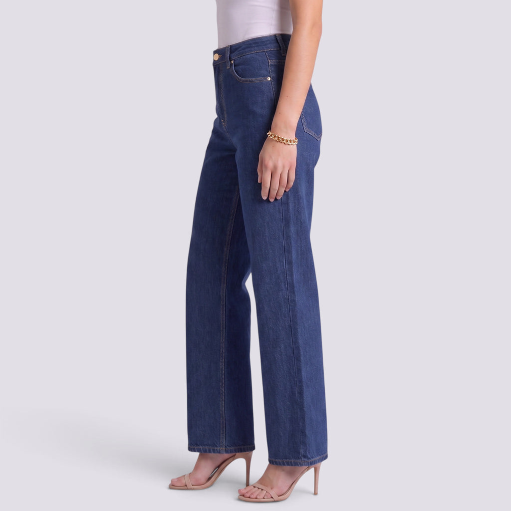Droite Jean Droit Femme Taille Haute Coupe