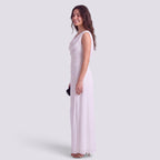 Robe de Soirée Longue Plissé Femme Col Drapé