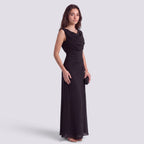 Robe de Soirée Longue Plissé Femme Col Drapé